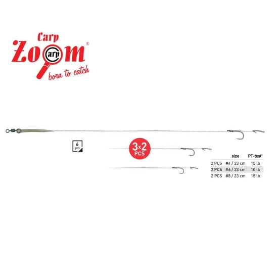 Set Monturi Carp Zoom Tempo Hair Rig Nr.6 23cm 2buc/plic
