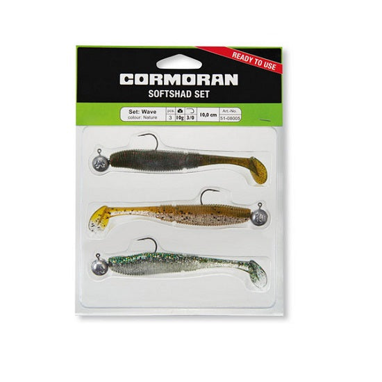 SET SHAD CORMORAN WAVE L NATURE 10CM/10G/CARLIG 3/0