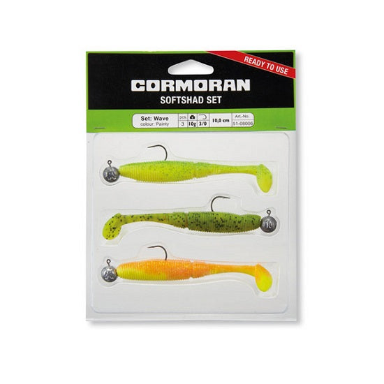 SET SHAD CORMORAN WAVE L PAINTY 10CM/10G/CARLIG 3/0 3BUC