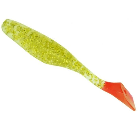 Shad Bass Assassin Turbo Shad Chartreuse  Silver Glitter  Red Tail 10cm 10buc/plic