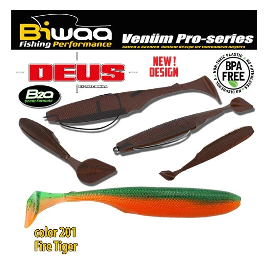 Shad Biwaa Deus 13cm 201 Fire Tiger 5buc/plic