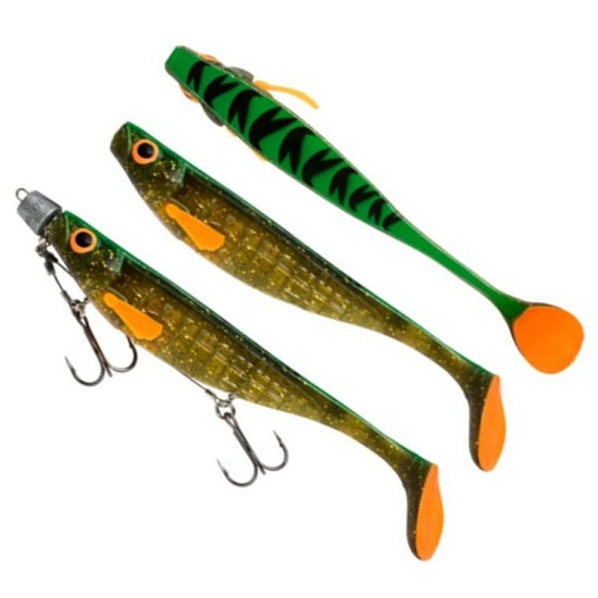 SHAD STORM RIP T-BONE PLUS MONTURA 2 ANCORE NR.2/0 CULOARE GREEN MOTOROIL TIGER GMOT 18CM 59G