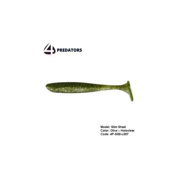 Slim Shad 4predators Floating 9cm / 5buc / 4.3gr Olive-holoclear