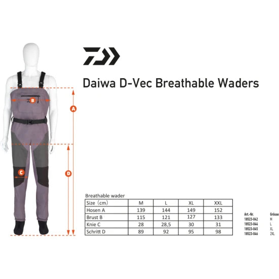 Salopeta Daiwa D-vec Breathable Waders,  Marimea Xl