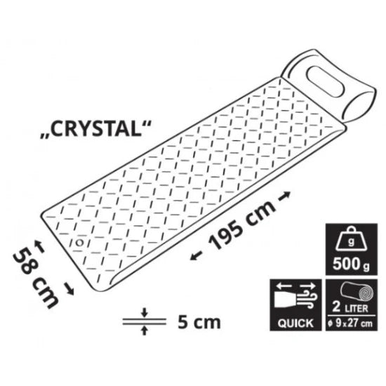 Saltea Gonflabila Cattara Crystal, Gri, 195x58x5cm