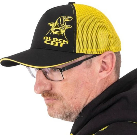 Sapca Black Cat Trucker Cap, Black-yellow