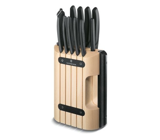 Set 11 Cutite Bucatarie Victorinox Swiss Classic Cutlery Block, Suport Lemn Maro