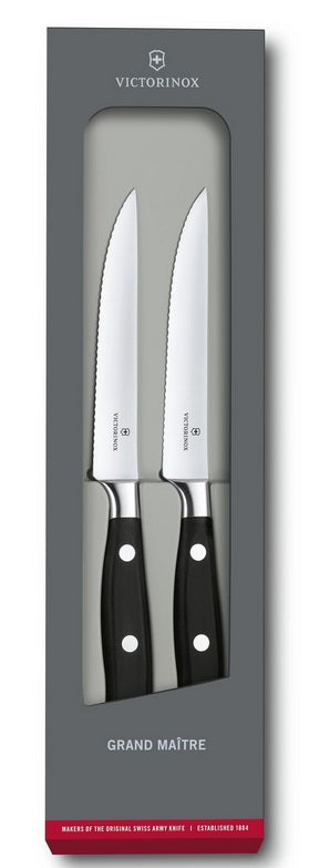 Set 2 Cutite Victorinox Grand Maître Steak Knife, Lama Zimtata, 12cm, Negru