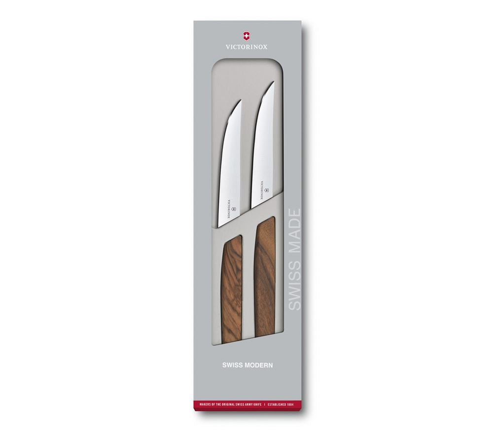 Set 2 Cutite Victorinox, Swiss Modern Steak Knives ,Lama 12cm, Lemn, Cutie Cadou