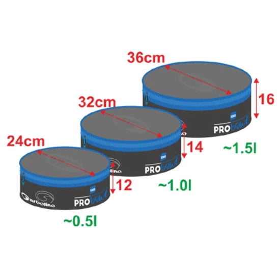 Set 3 Bacuri Garbolino Rotunde Cu Fermoar Diametre 24,32,36cm Eva Pro Bowl Zipped