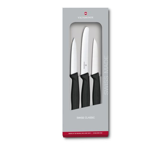 Set 3 Cutite Bucatarie Victorinox, Inox, 8/11cm Negru