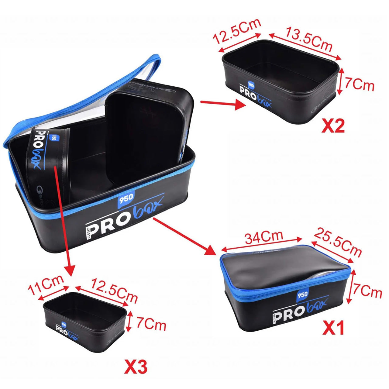 Set 6 Bacuri Garbolino 1 cu Fermoar 6 Deschise EVA Pro Box Bait Set
