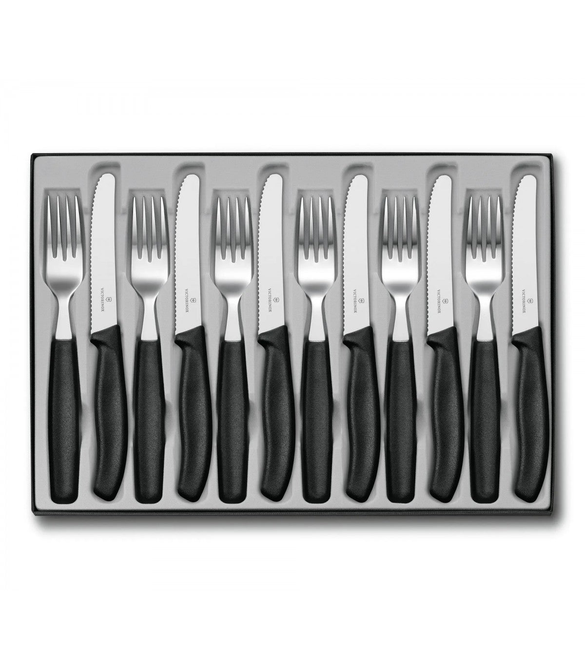 Set 6 Cutite si 6 Furculite Victorinox, Swiss Classic Table Set, Lama 11cm, Negru