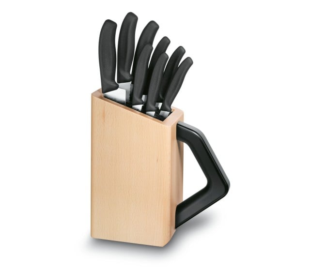 Set 8 Cutite Bucatarie Victorinox, Suport Lemn