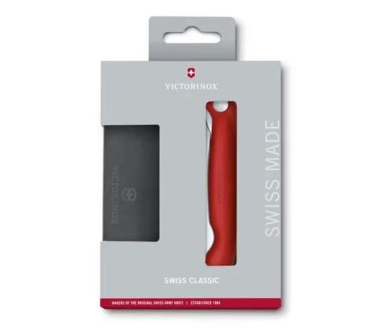 Set Cutit Pliabil Si Tocator Victorinox , Lama Zimtata 11cm, Rosu/Negru
