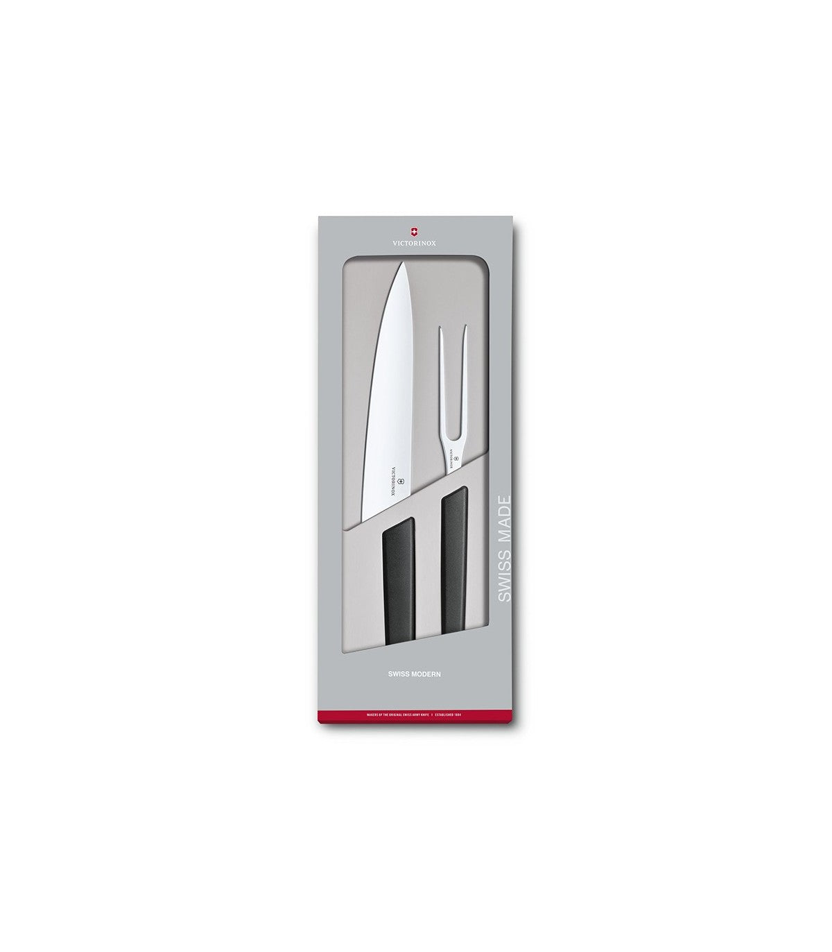 Set Cutit Si Furculita Victorinox Swiss Modern Carving Set, Lama 22cm, Negru