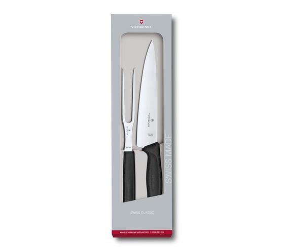 Set Cutit si Furculita Victorinox, Swiss Classic Carving Set, Negru