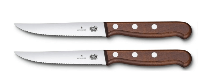 Set Cutite Victyorinx Steak Knife Set, Processed Maple, Wavy, 12 cm, 2-pc Gift Box 5.1230.12G