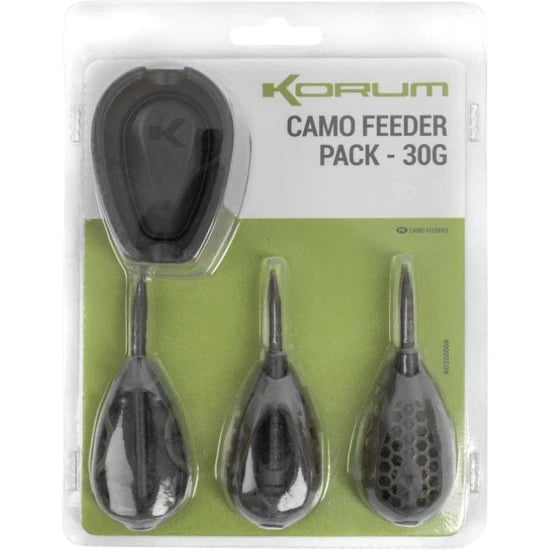 Set Korum Camo Feeder Pack, 3 Momitoare 30g + Matrita