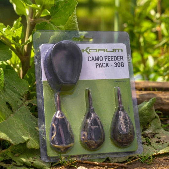 Set Korum Camo Feeder Pack, 3 Momitoare 30g + Matrita