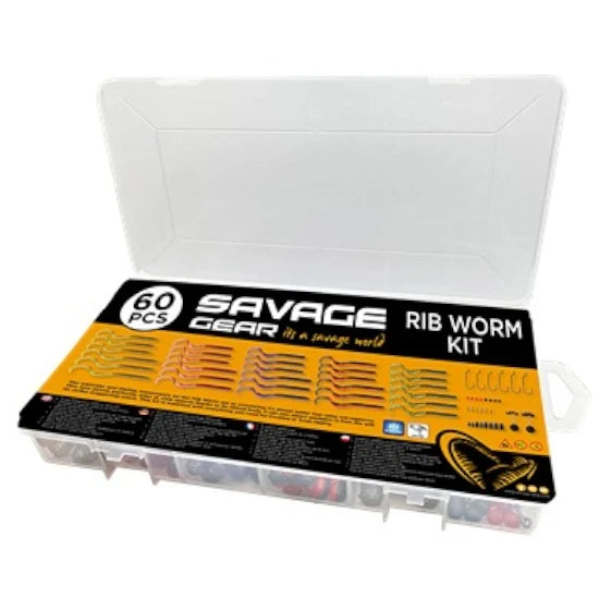 Set Naluci Savage Gear Rib Worm Kit, 60buc/pac
