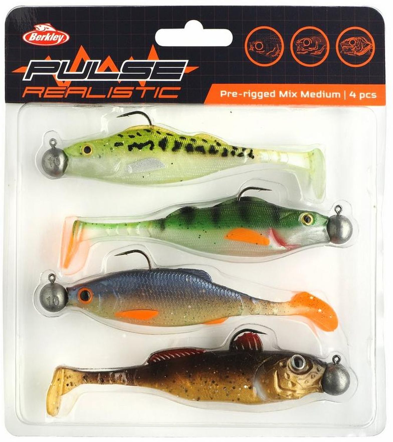 Set Shad Berkley Pulse Realistic Prerigged Mix Medium, 6.2cm, 4buc/pac