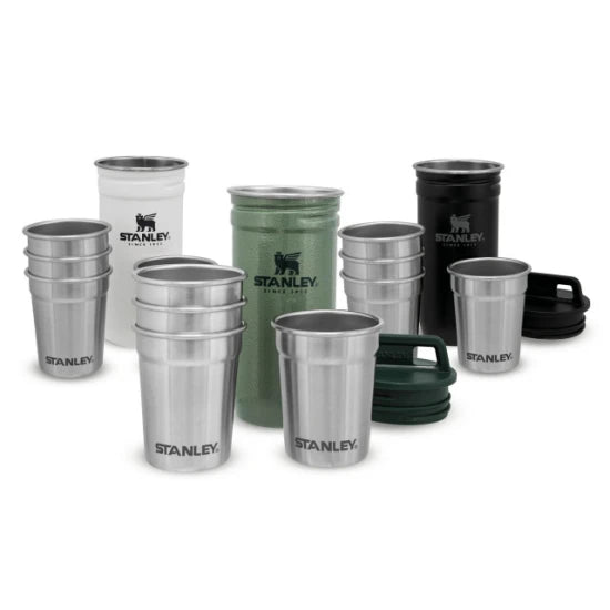 Set Stanley Butelca + 4 Pahare Adventure The Nesting Shot Glass Set Hammertone Green