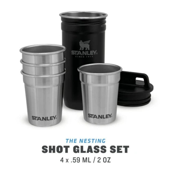 Set Stanley Butelca + 4 Pahare Adventure The Nesting Shot Glass Set Matte Black Pebble