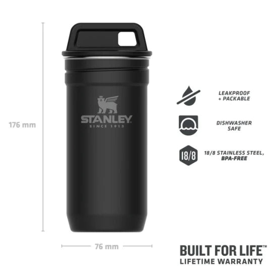 Set Stanley Butelca + 4 Pahare Adventure The Nesting Shot Glass Set Matte Black Pebble