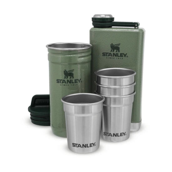 Set Stanley Butelca +4 Pahare The Pre-party Shotglass + Flask Hammertone Green