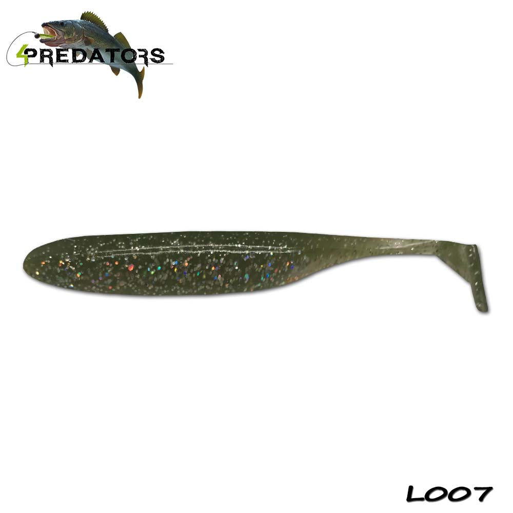 Shad 4Predators Finesse Impact Olive-Holoclear 10cm L007 5buc/plic