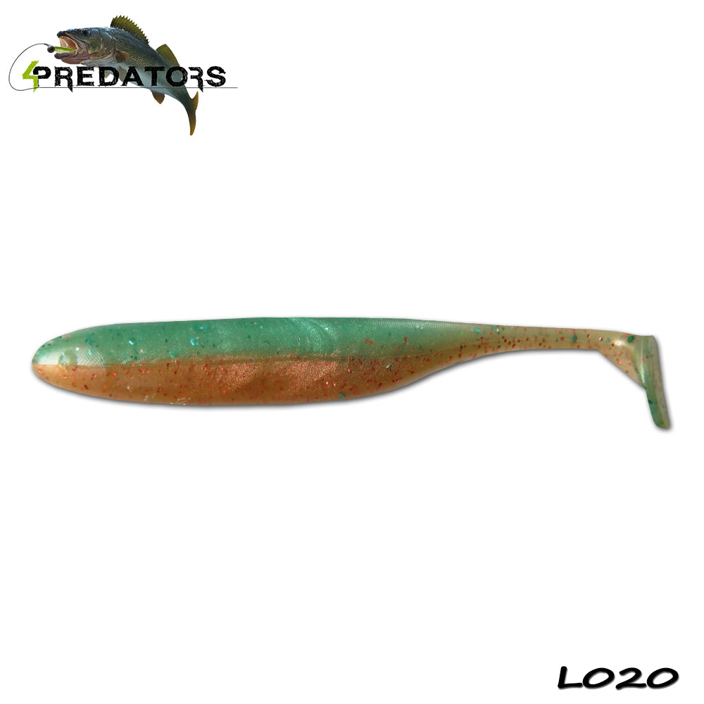 Shad 4Predators Finesse Impact Ultra Green - Orange Gold 10cm L020 5buc/plic