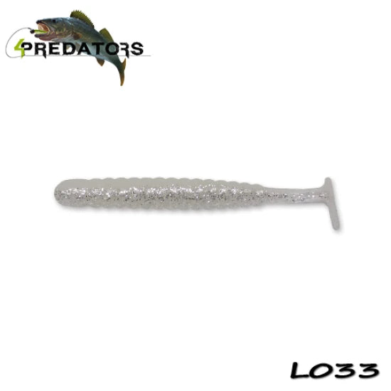 Shad 4predators Worm Shad Laminat 8cm Culoare L033 Silver White 6buc/plic