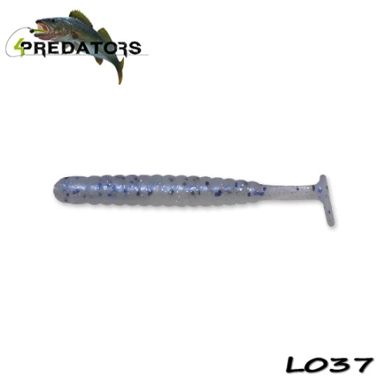 Shad 4predators Worm Shad Laminat 8cm Culoare L037 Chrystal Blue Shad 6buc/plic