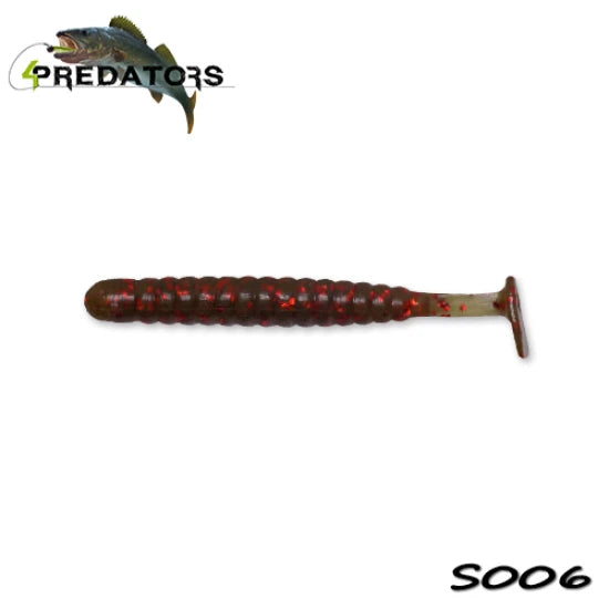 Shad 4predators Worm Shad Laminat 8cm Culoare S006 Motoroil Red 6buc/plic