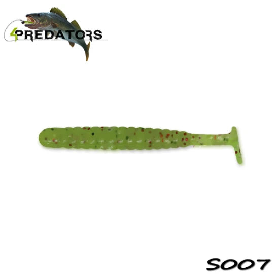Shad 4predators Worm Shad Laminat 8cm Culoare S007 Green Rainbow 6buc/plic