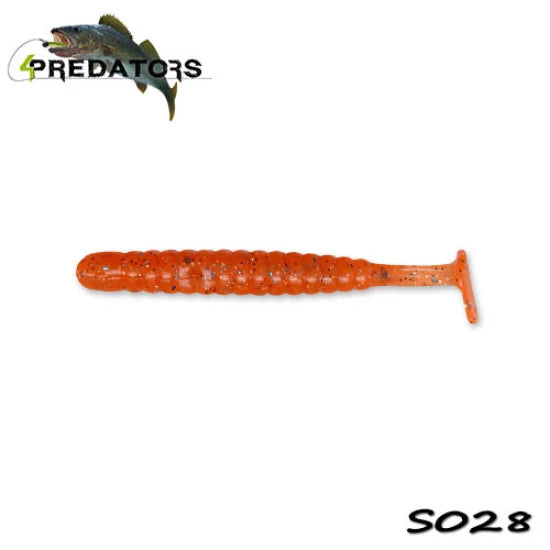 Shad 4predators Worm Shad Laminat 8cm Culoare S028 Magic Carrot 6buc/plic