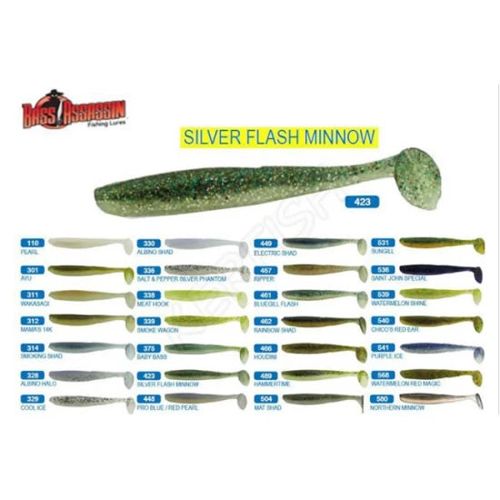 Shad Bass Assassin Elite Shiner Silver Flash Minnow 10cm, 8buc/plic