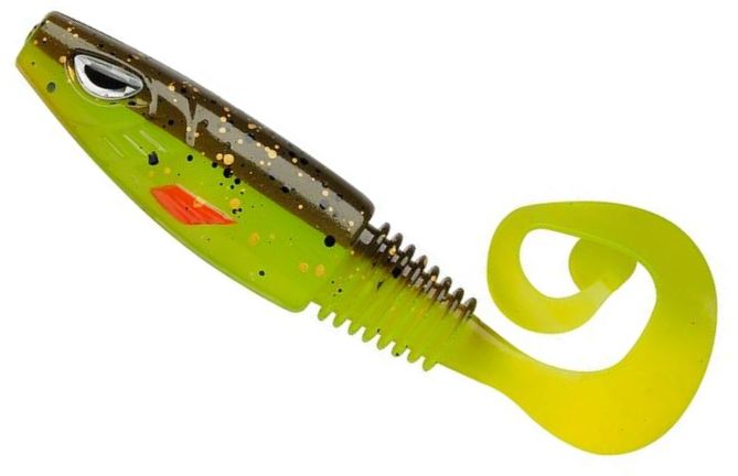 Shad Berkley Soft Bait Sick Curl Shad Brown Chartreuse, 7g, 8cm