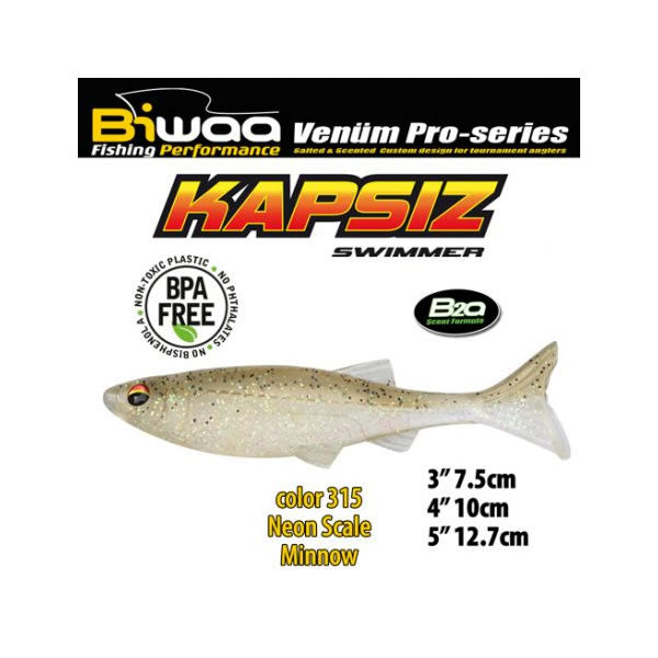 Shad Biwaa Kapsiz 7,5cm, culoare 315 Neon Scale Minnow