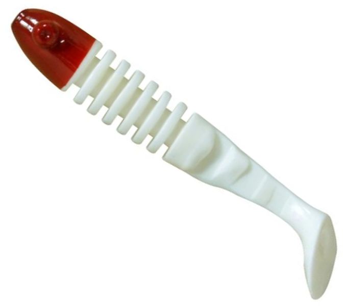 Shad Delalande Skeleton, Blanc Tete Rouge, 8cm, 5buc/pac