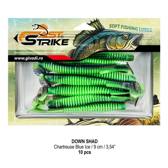 Shad Fast Strike Down Shad 9cm, Chartreuse Blue Ice, 10buc/pac