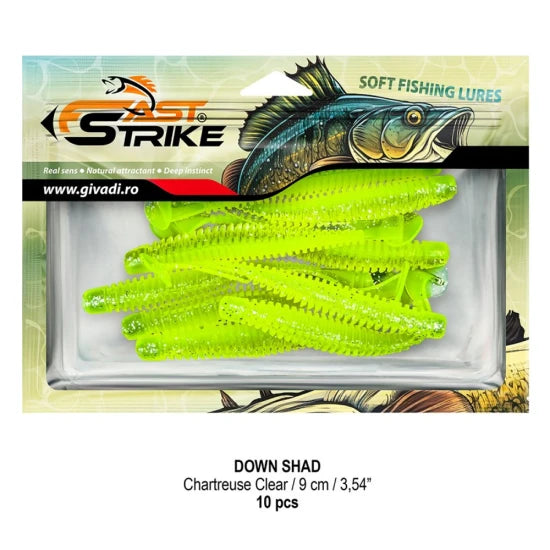 Shad Fast Strike Down Shad 9cm, Chartreuse Clear, 10buc/pac