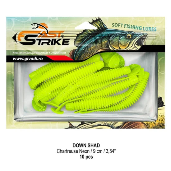 Shad Fast Strike Down Shad 9cm, Chartreuse Neon, 10buc/pac