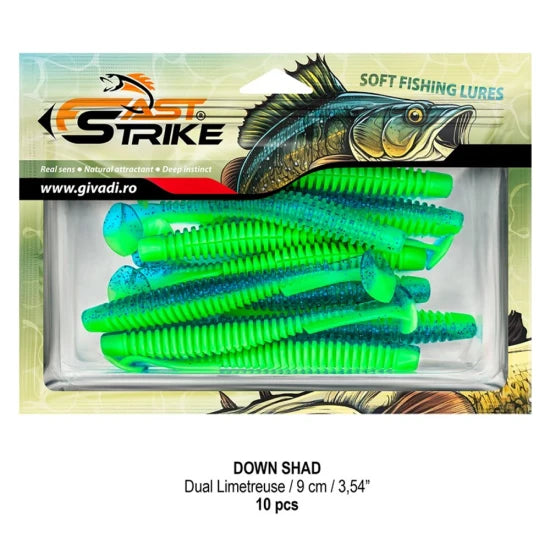 Shad Fast Strike Down Shad 9cm, Dual Limetreuse, 10buc/pac