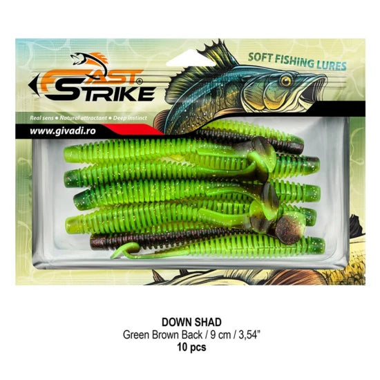 Shad Fast Strike Down Shad 9cm, Green Brown Back, 10buc/pac