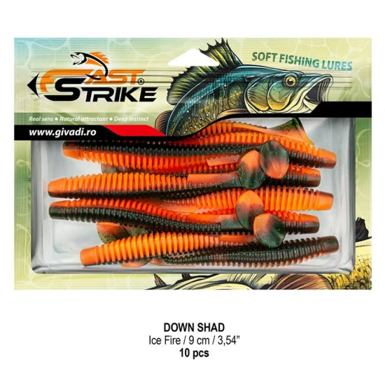 Shad Fast Strike Down Shad 9cm, Ice Fire, 10buc/pac