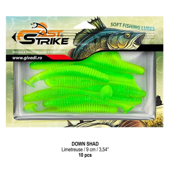 Shad Fast Strike Down Shad 9cm, Limetreuse, 10buc/pac