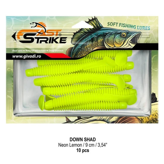 Shad Fast Strike Down Shad 9cm, Neon Lemon, 10buc/pac