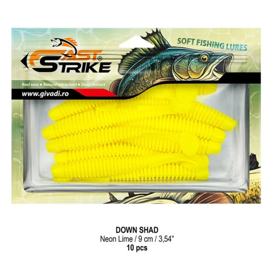Shad Fast Strike Down Shad 9cm, Neon Lime, 10buc/pac
